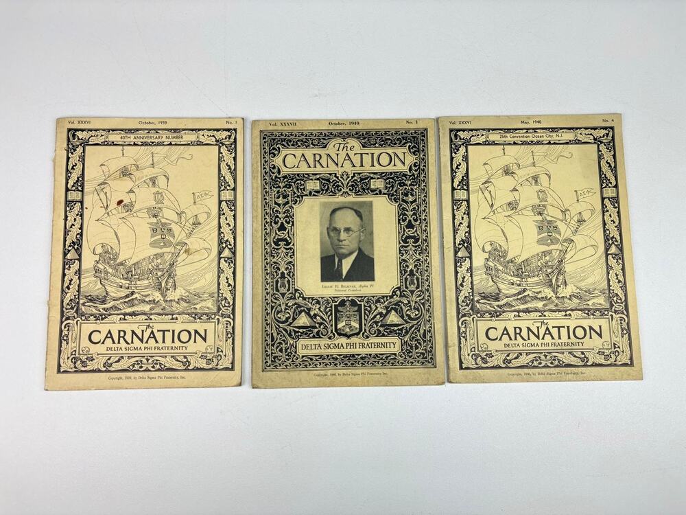 1939-1940 Delta Sigma Phi Fraternity Carnation Magazine Lot of 3 Rare